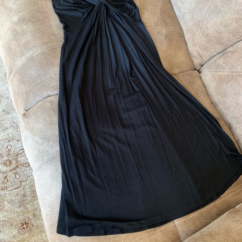 Boston Proper Black Twist Front Deep V Neck LBD Small - Picture 3 of 3